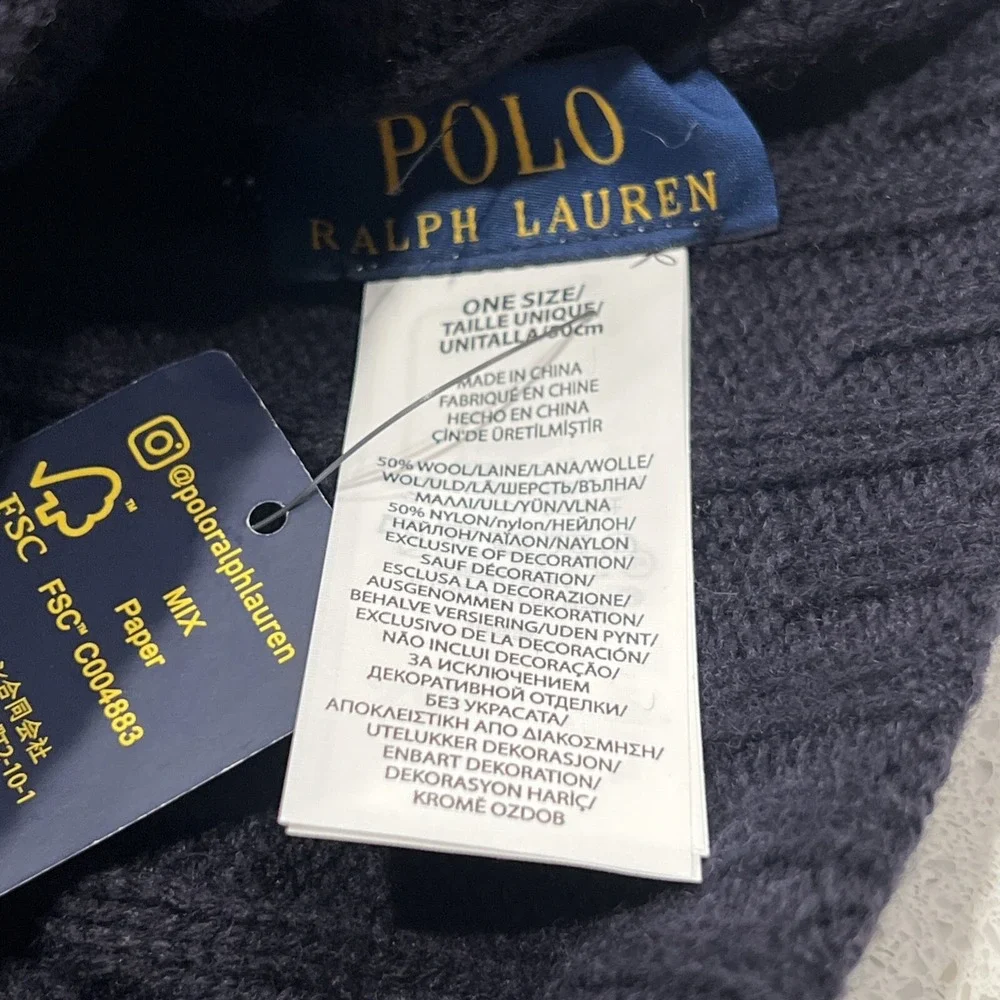 Polo Ralph Lauren Men's Skull Cap Beanie Winter Hat Color Navy O/S NWT